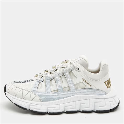 versace collection white leather low-top sneakers|Versace trigreca low top sneakers.